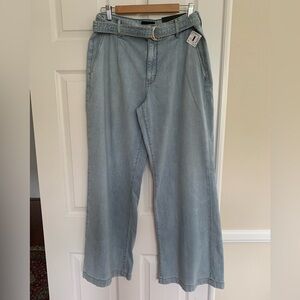 NWT White House Black Market Jeans: Blue, Wide Leg, Belt, Side Pockets, 12.